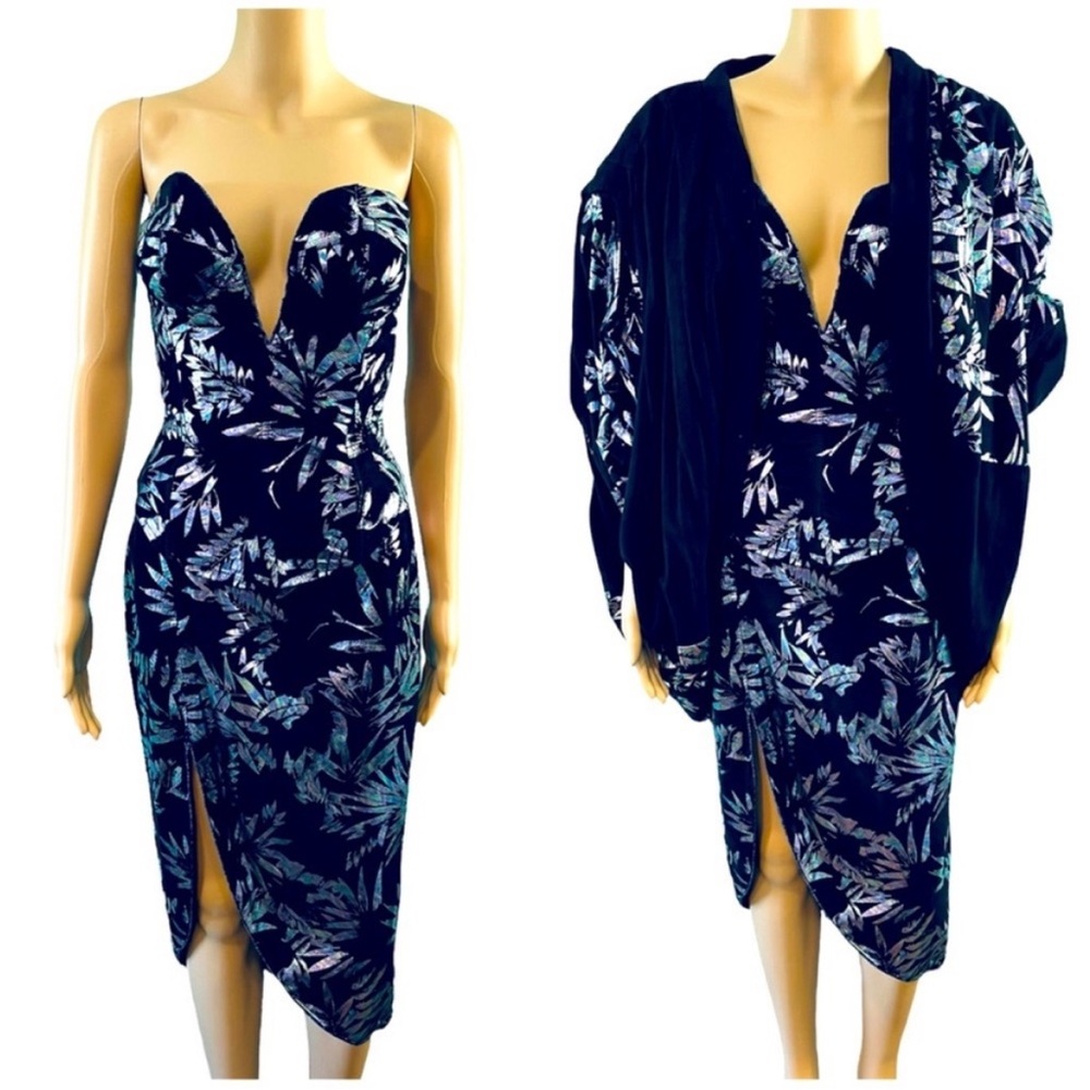 80s Vintage Trashy 3 pc Bustier Skirt Cocoon
Draped Cape Jacket Dress Set - S